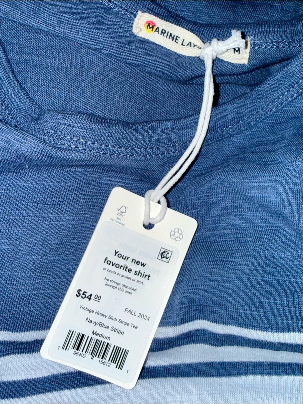 Marine Layer Vintage Heavy Slub Tee in Navy with White Chest Stripes - NWT - Picture 6 of 8